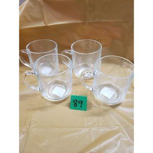 Set of 4 ARC USA hot coffee mugs cups CLEAR glass